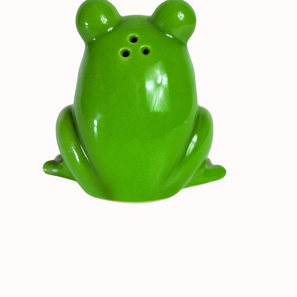 Frog Salt Pepper Shakers Stoneware Kitschy Retro Novelty Kitchen Decor Green - Picture 13 of 13